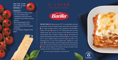 Barilla Pasta Lasagne Oven Ready 9 OZ