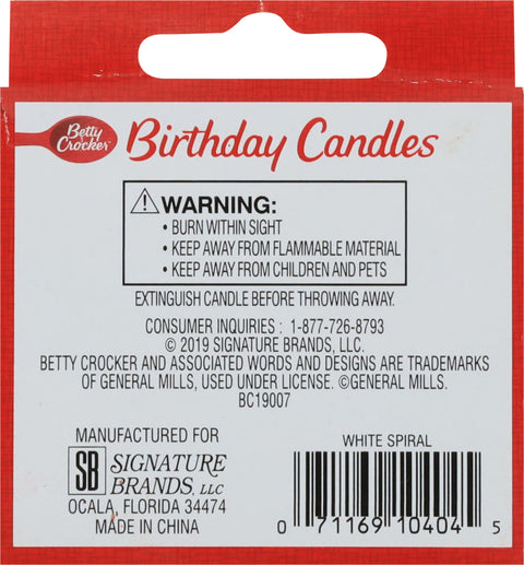 Betty Crocker Candles White Stripe 24 CT