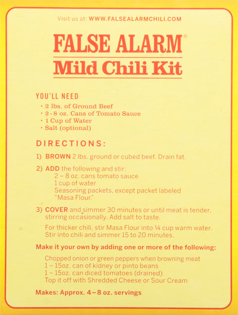 Wick Fowler's False Alarm Mild Texas Chili Kit 2.8 OZ