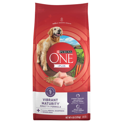 Purina One Vibrant Maturity Adult 7+ Formula Dog Food 4 LB