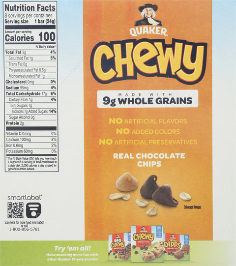 Quaker Bar Granola Chewy Peanut Butter Chocolate Chip 6.7 OZ