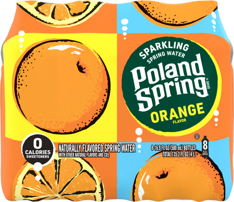 Poland Spring Sparkling Water, Orange, 16.9 oz. Bottles (8 Count)