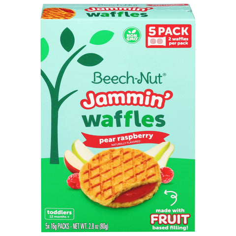 Beech-Nut Toddlers (12 Months+) Jammin' Pear Raspberry Waffles 5 - 16 g Packs - 10 Pack