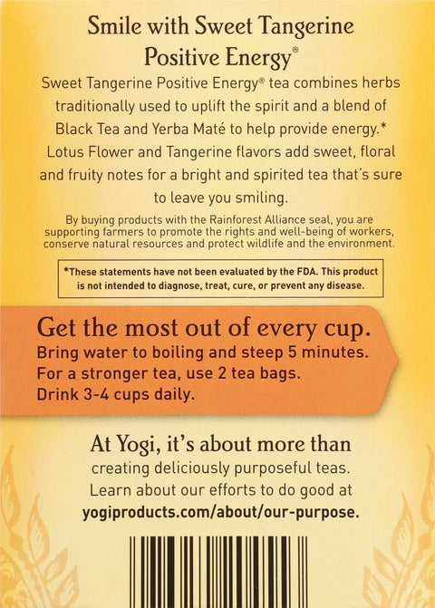 Yogi Sweet Tangerine Postitive Energy Tea 16 CT