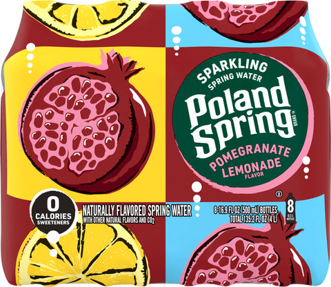 Poland Spring Sparkling Water, Pomegranate Lemonade, 16.9 oz. Bottles (8 Count)