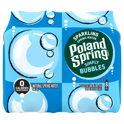 Poland Spring Sparkling Water, Simply Bubbles, 16.9 oz. Bottles (8 Count) - 3 Pack