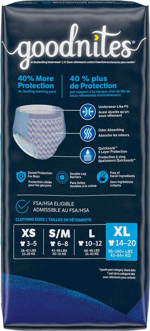 Goodnites Overnight Underwear for Boys, XL (95-140 lb.), 9 Ct