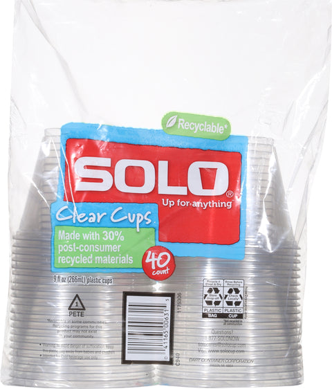 Solo Cup Plastic Clear 40 CT