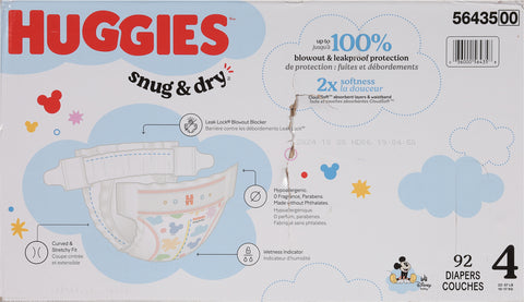 Huggies Snug & Dry Disney Baby Size 4 Diapers (22-37 lbs (10-17 kg)) 92 Each