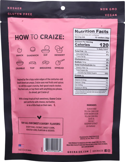 Craize Guava Toasted Snack Crackers 4 oz