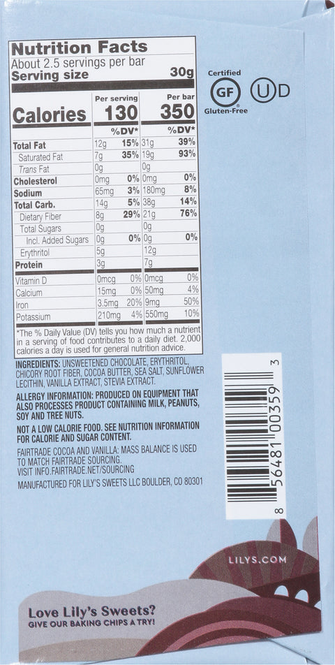 Lily's Extra Sea Salt Dark Chocolate Bar 2.8 oz