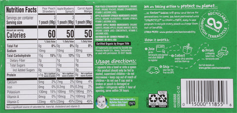 Gerber Organic for Baby Sitter 2nd Foods Fruit & Veggie Favorites Variety Pack 9