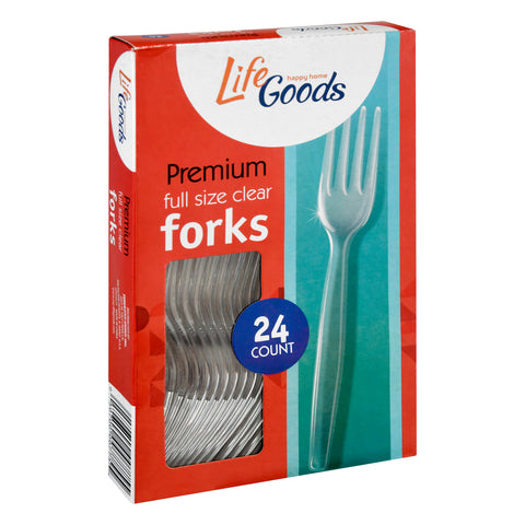 Life Goods Premium Full Size Clear Forks 24 ea - 24 CT 24 Pack