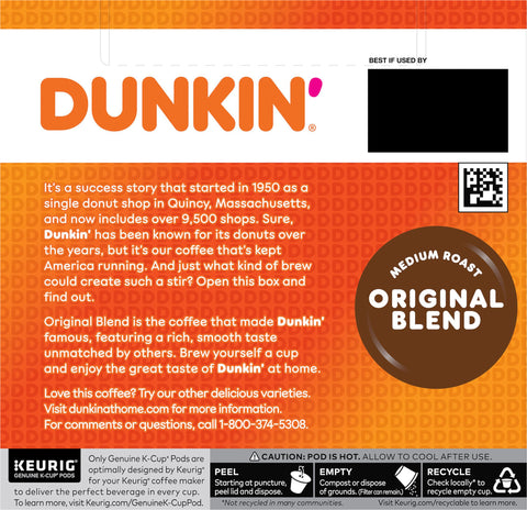 DunkinÃ¢â‚¬â„¢ Medium Roast, Original Blend, K-Cup Pods 16.29 OZ