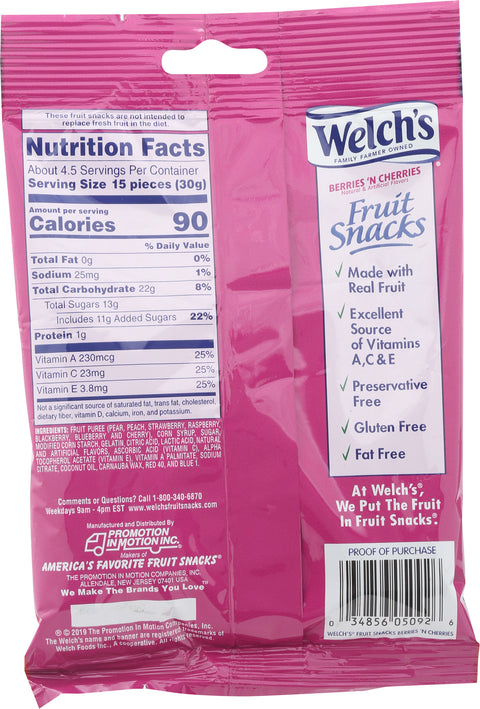 Welch's Berries 'N Cherries Fruit Snacks 5 OZ