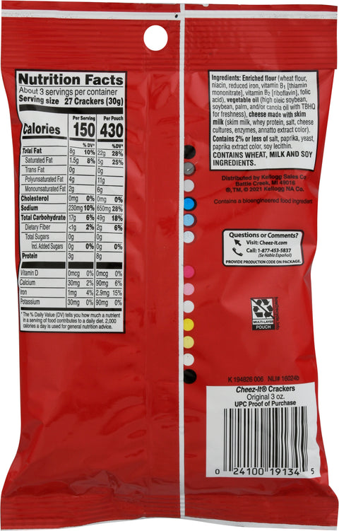 Kelloggs Cheez It Bags Original 3 OZ