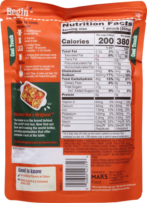 Ben's Original Long Grain & Wild Ready Rice 8.8 OZ