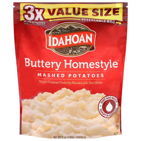 Idahoan Buttery Homestyle Mashed Potatoes Value Size 12 oz - 8 Pack