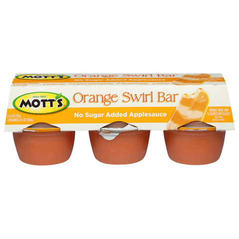 Mott's No Sugar Added Orange Swirl Bar Applesauce 6 - 3.9 oz Containers - 12 Pack