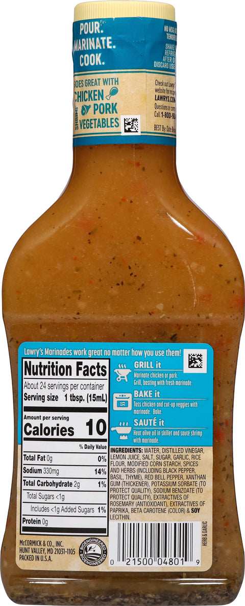 Lawry's Marinade Herb & Garlic With Lemon Juice 12 FZ