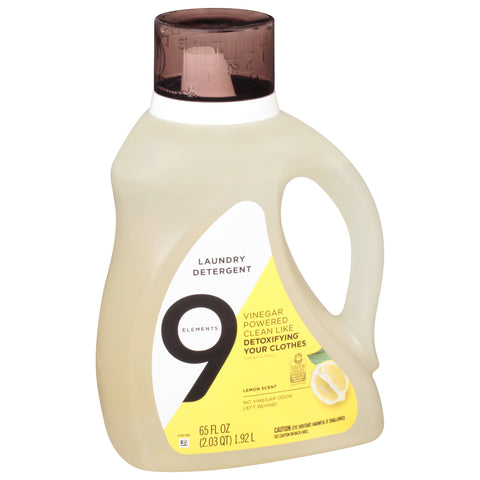 9 Elements Liquid Laundry Detergent, Lemon Scent, Vinegar Powered, 65oz