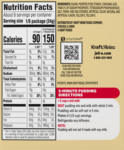 Jell-O Mix Pudding Instant Vanilla 5.1 OZ