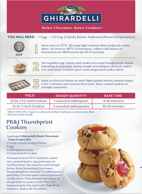 Ghirardelli Dark Chocolate Chip Cookie Mix 16.75 OZ