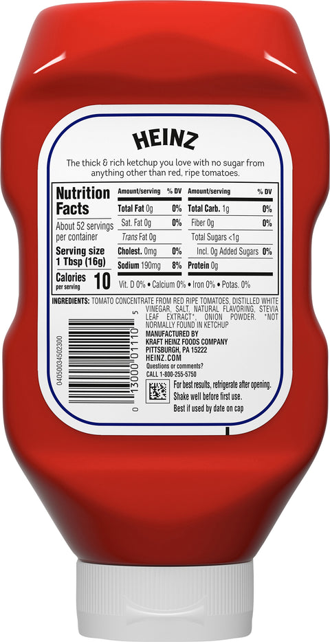 Heinz No Sugar Added Tomato Ketchup 29.5 OZ