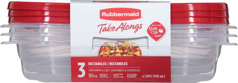 Rubbermaid Take Alongs Rectangles 4 Cups Containers & Lids 3 Containers & Lids 3 ea