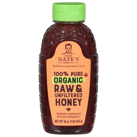 Nature Nate's Organic Raw & Unfiltered Honey 16 OZ
