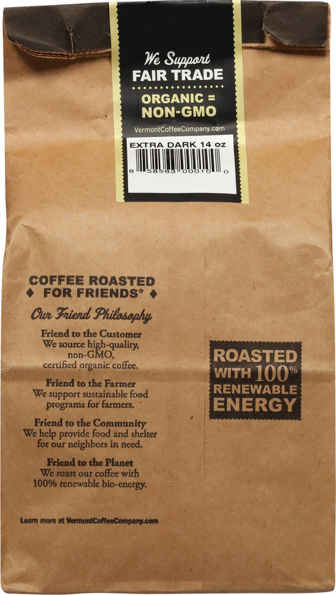 Vermont Coffe Company Organic Extra Dark Whole Bean Coffee 14 OZ