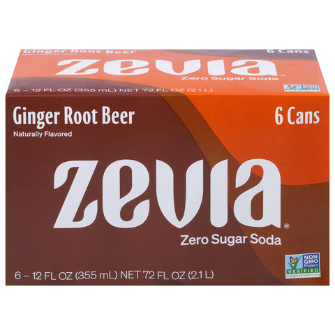 Zevia Zero Sugar Ginger Root Beer Soda  72 FZ