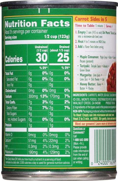 Del Monte Vegetables Fresh Cut Sliced Carrots 14.5 OZ