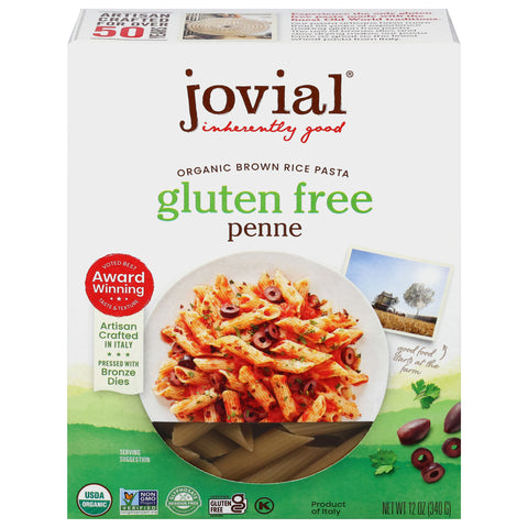 Jovial Gluten Free Organic Brown Rice Pasta Penne 12 oz - 12 Pack