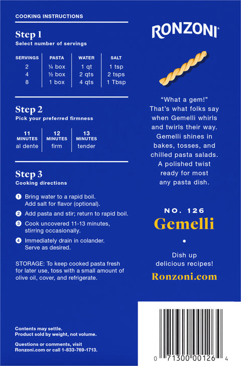 Ronzoni Gemelli Pasta 16 OZ