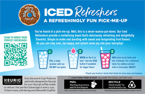 Donut Shop Iced Refreshers Strawberry Acai Beverage Mix 10 K-Cup Pods