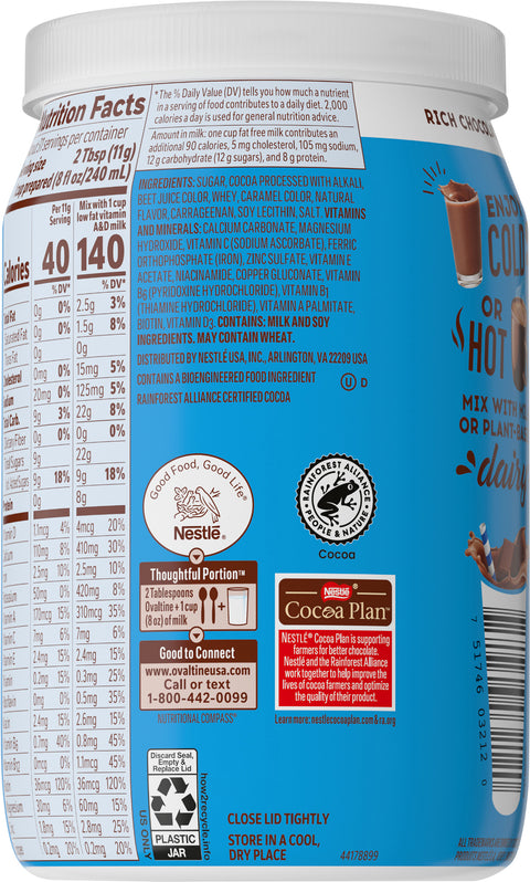 Ovaltine Rich Chocolate Milk Mix 12 OZ