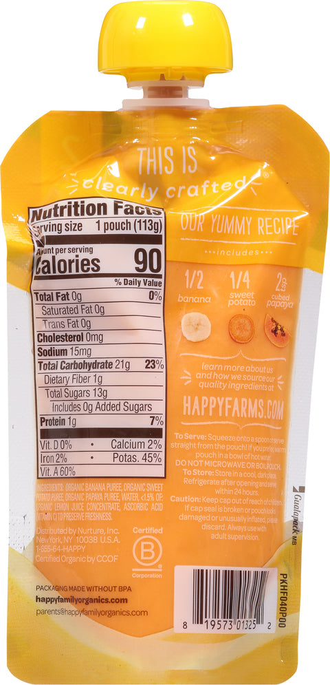 Happy Baby Organics Stage 2 Bananas, Sweet Potatoes & Papayas 4 OZ