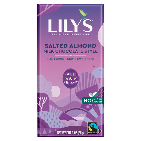 Lily's 40% Cocoa Salted Almond Milk Chocolate Style 3 oz Overwrap - 12 Pack