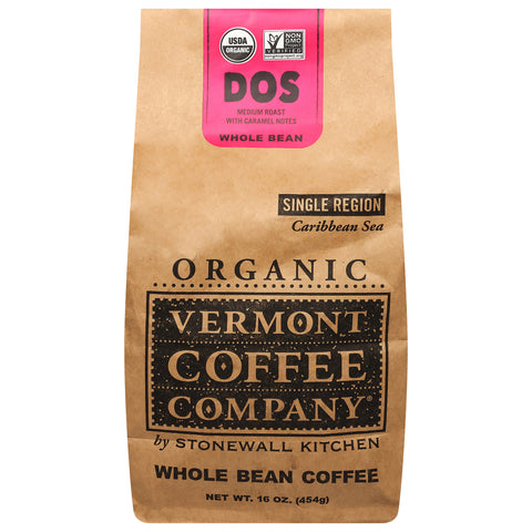 Vermont Coffee Company Organic Single Region Caribbean Sea Medium Roast Whole Bean Dos Coffee 16 oz - 5 Pack