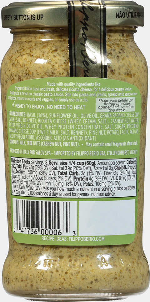 Filippo Berio Basilo And Ricotta Pesto 6.7 OZ