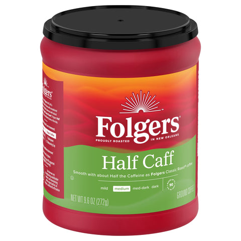 Folgers Half Caffeine Medium Ground Coffee 9.6 OZ