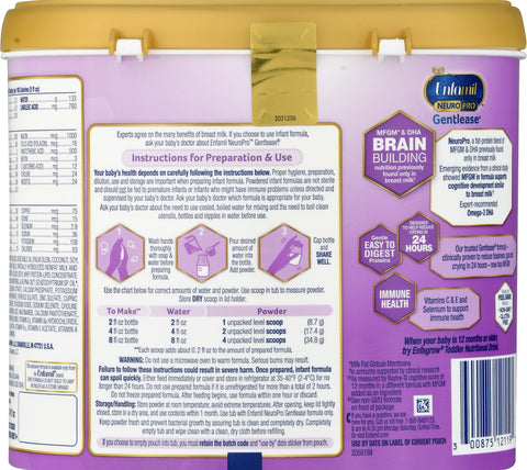 Enfamil NeuroPro Gentlease 0-12 Months Milk-Based Powder with Iron Infant Formula 19.5 oz