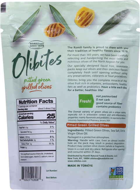 Olibites Pitted Green Grilled Olives 6 oz