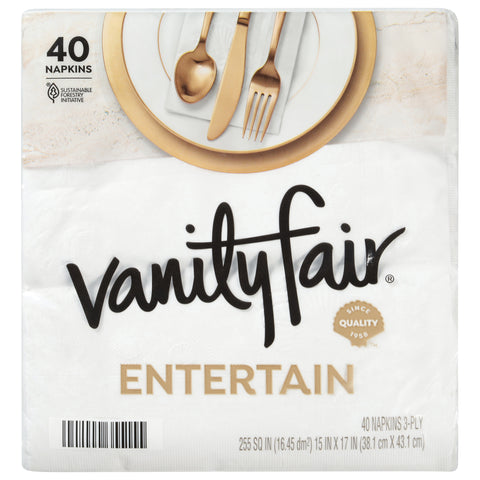 Vanity Fair Entertain 3-Ply Napkins 40 Each - 24 Pack