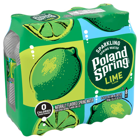 Poland Spring Sparkling Water, Zesty Lime, 16.9 oz. Bottles (8 Count)