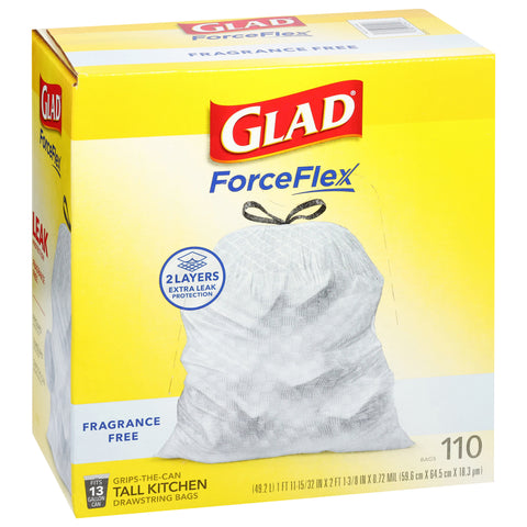 Glad Force Flex Drawstring Tall Kitchen Bags  110 CT