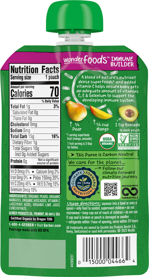 Gerber 2nd Foods Organic Pouch Pear Mango Avocado 3.5 OZ