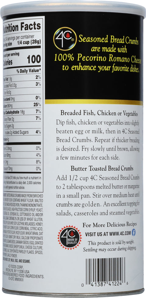 4C Bread Crumbs Canister Seasoned 24 OZ