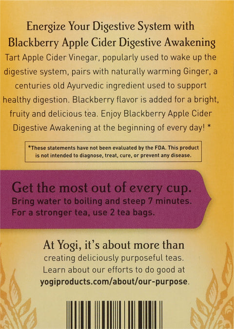 Yogi Organic Blackberry Apple Cider Digestive Awakening 16 CT